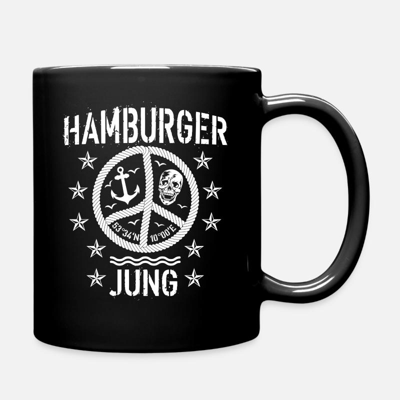 96 Hamburger Jung Peace Friedenszeichen Seil - Tasse einfarbig - Schwarz