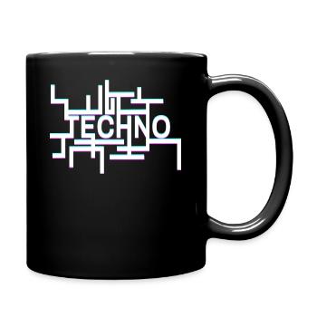 Techno - Tasse einfarbig - Schwarz - Rechts