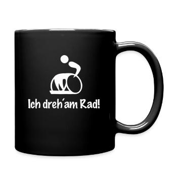 Ich dreh am Rad weiß - Tasse einfarbig - Schwarz - Rechts