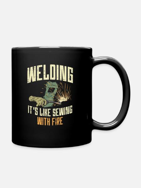 WELDING Is like sewing. With fire. - Full Colour Mug - black