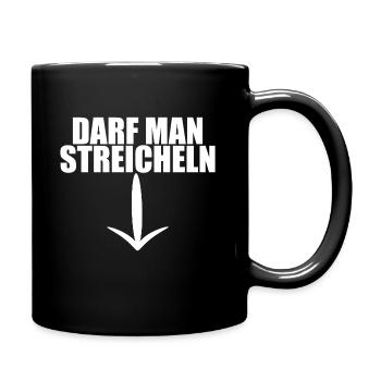 Darf man streicheln - Bauch Dick Bierbauch - Tasse einfarbig - Schwarz - Rechts