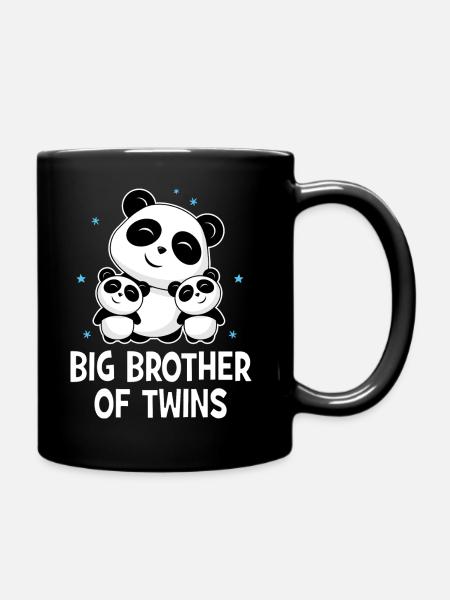 Big Brother Of Twins - Geschwister Zwillinge Panda - Tasse einfarbig - Schwarz