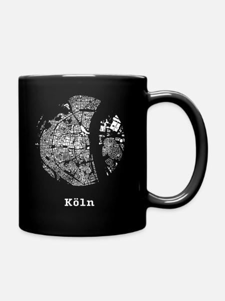 Köln mit Kartenauschnitt - Tasse einfarbig - Schwarz