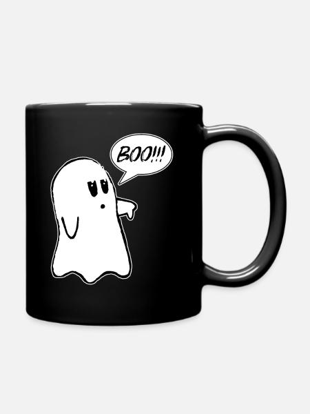 Booooo Ghost Halloween - Full Colour Mug - black