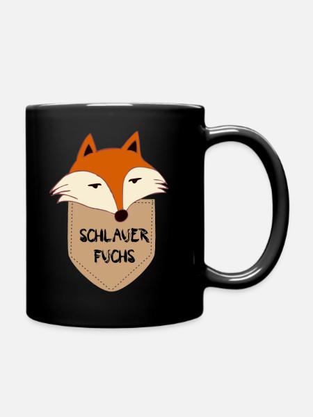 Schlauer Fuchs in Tasche - Tasse einfarbig - Schwarz