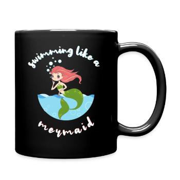 Sirène Sirène nageant bébé nageant - Mug uni - noir - Droite