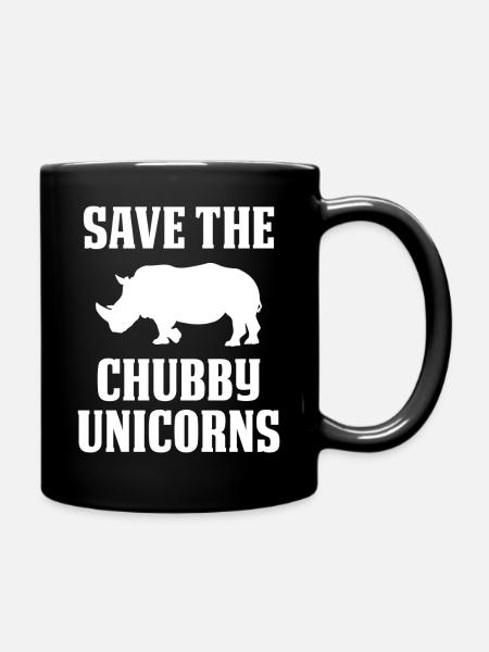 Save The Chubby Unicorns - Full Colour Mug - black
