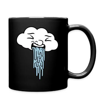 puking funny rain cloud - Full Colour Mug - black - Right