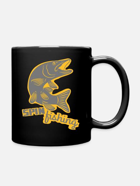 Spin fishing pike - Full Colour Mug - black