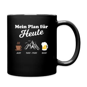 Mein Plan für heute Kaffee Berge Bier - Tasse einfarbig - Schwarz - Rechts