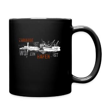Zuhause ist wo ein Hafen ist Hafenstadt Hamburg - Tasse einfarbig - Schwarz - Rechts