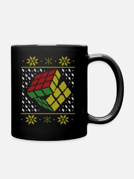Rubik's Cube Ugly Christmas - Full Colour Mug - black