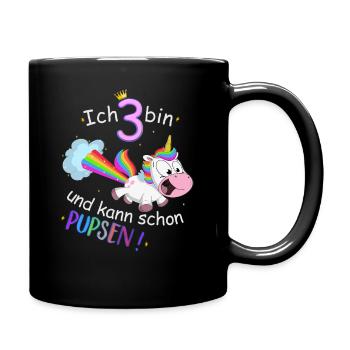 3. Geburtstag Einhorn pupsen Regenbogen - Tasse einfarbig - Schwarz - Rechts