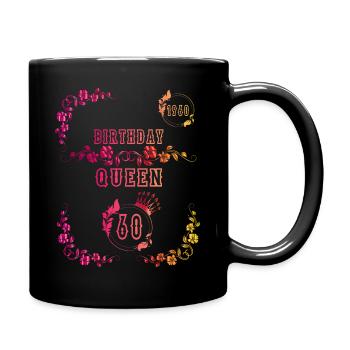Geschenkidee 60 Geburtstag Birthday Queen Geschenk - Tasse einfarbig - Schwarz - Rechts