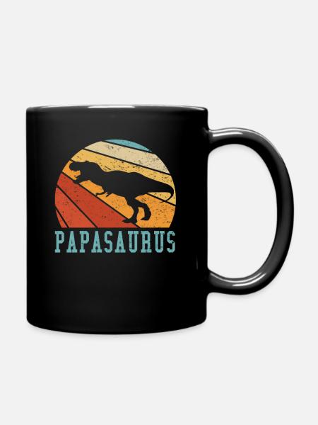 Papasaurus Papa Papi Vater Geschenkidee - Tasse einfarbig - Schwarz