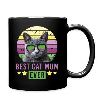 Best cat mum cat British Shorthair Russian Blue - Full Colour Mug - black - Right