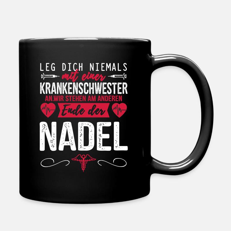 Krankenschwester Altenpflegerin Nadel - Tasse einfarbig - Schwarz