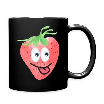 Erdbeere - Tasse einfarbig - Schwarz - Rechts
