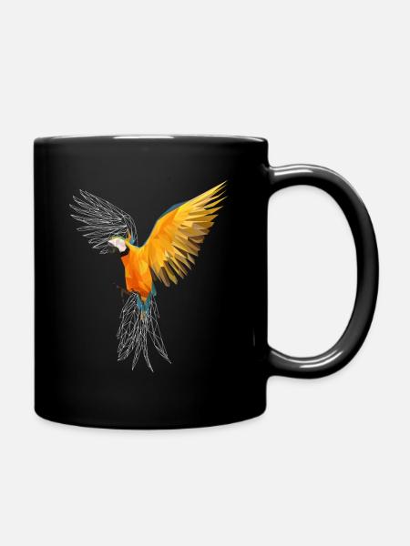 Geometrischer Papagei - Tasse einfarbig - Schwarz