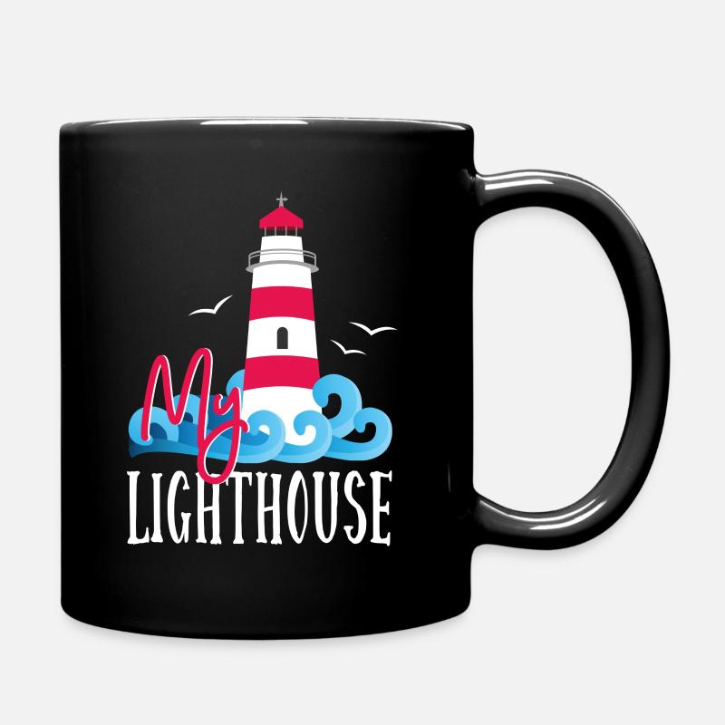 Lighthouse in the storm - my lighthouse - Full Colour Mug - black