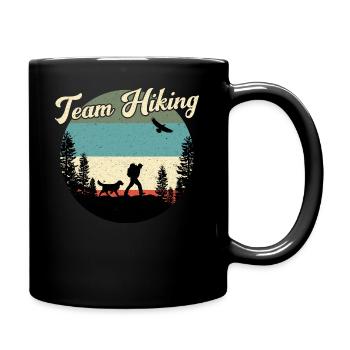 Wanderer Wandern Hiking Hund Dog Team Berge Alpen - Tasse einfarbig - Schwarz - Rechts