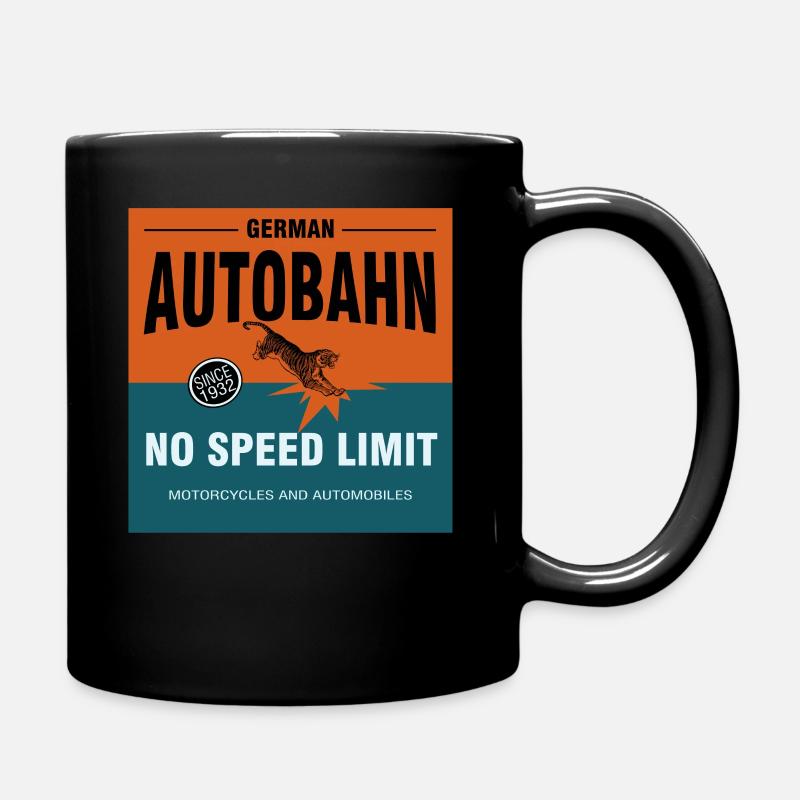 German Autobahn no speed limit - Full Colour Mug - black