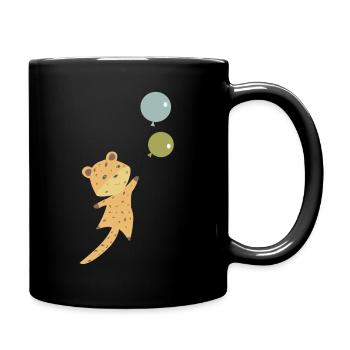 leopard balloons leo flies upwards cute animals - Full Colour Mug - black - Right
