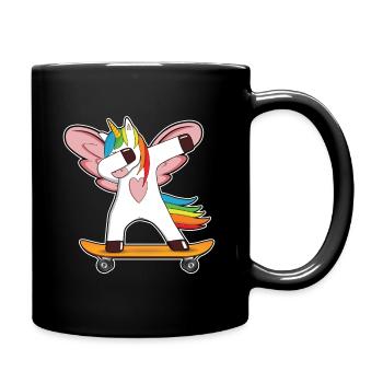 dabbendes Einhorn Flügel Skateboard Geschenk - Tasse einfarbig - Schwarz - Rechts
