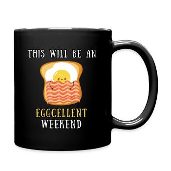 Weekend saying fried egg bacon toast weekend - Full Colour Mug - black - Right