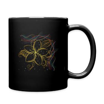 fleurs dorées et couleurs arc-en-ciel - art moderne - Mug uni - noir - Droite