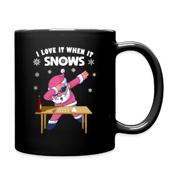 Christmas Santa Weihnachtsmann Bier Party Schnee - Tasse einfarbig - Schwarz - Rechts