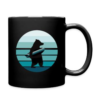 Surf surfer bear blue white - Full Colour Mug - black - Right