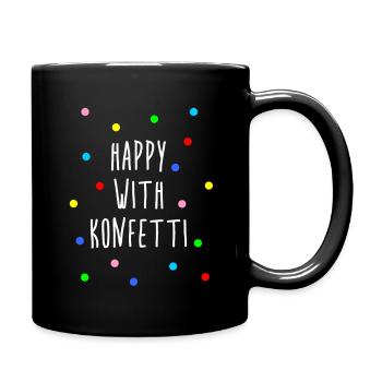Happy with confetti party saying sayings confetti - Full Colour Mug - black - Right