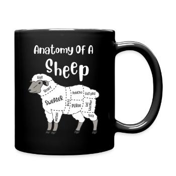 Anatomy of a Sheep Cute Yarn Wool Sheep Knitting - Full Colour Mug - black - Right