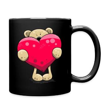 Cartoon teddy bear with heart teddy bear motif - Full Colour Mug - black - Right