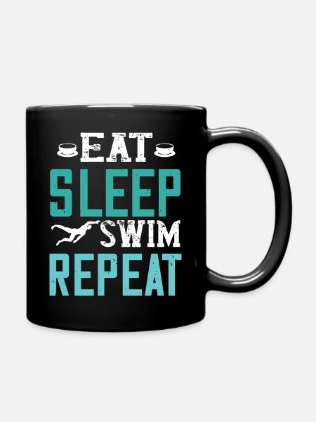 Eat Sleep Swim Repeat - Full Colour Mug - black