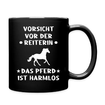 Lustiges Pferde Design für Reiterin - Tasse einfarbig - Schwarz - Rechts