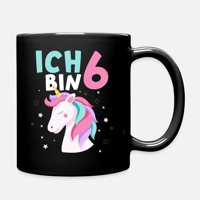 6. Geburtstag Mädchen Einhorn 6 Jahre Geschenk - Tasse einfarbig - Schwarz