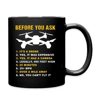 Drone FAQ Quadrocopter Drone Flying Drones - Full Colour Mug - black - Right