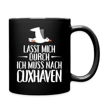 Lasst mich durch ich muss nach Cuxhaven Möwe - Tasse einfarbig - Schwarz - Rechts