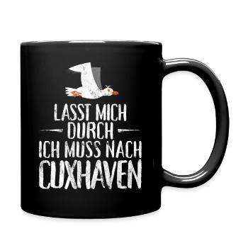 Lasst mich durch ich muss nach Cuxhaven Möwe - Tasse einfarbig - Schwarz - Rechts