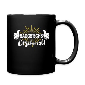 Sachsen Sprüche Original Sächsisch Dialekt - Tasse einfarbig - Schwarz - Rechts