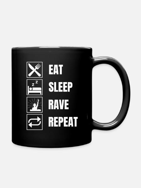 Eat, sleep Rave Raving Lustig - Full Colour Mug - black
