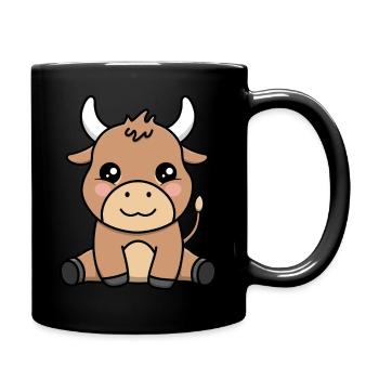 Cute Bull - Full Colour Mug - black - Right