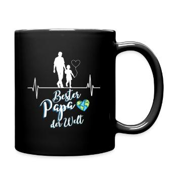 Vater Tochter mit Herzschlag Partnerlook Vatertag - Tasse einfarbig - Schwarz - Rechts
