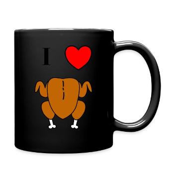 Ich Liebe Brathähnchen mit Herz Cooles lustiges - Tasse einfarbig - Schwarz - Rechts