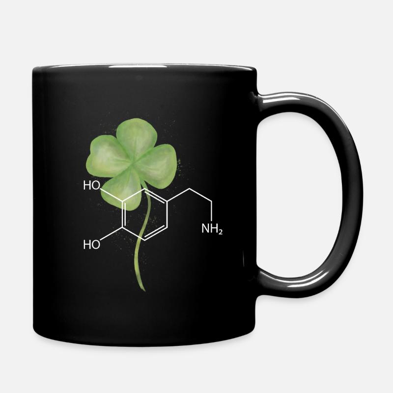 Structural formula Dopamine with clover leaf - Full Colour Mug - black