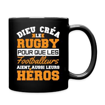 Dieu créa cadeau homme humour rugby - Mug uni - noir - Droite