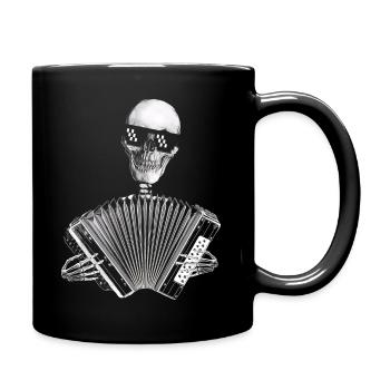 Totenkopf mit Akkordeon - Tasse einfarbig - Schwarz - Rechts