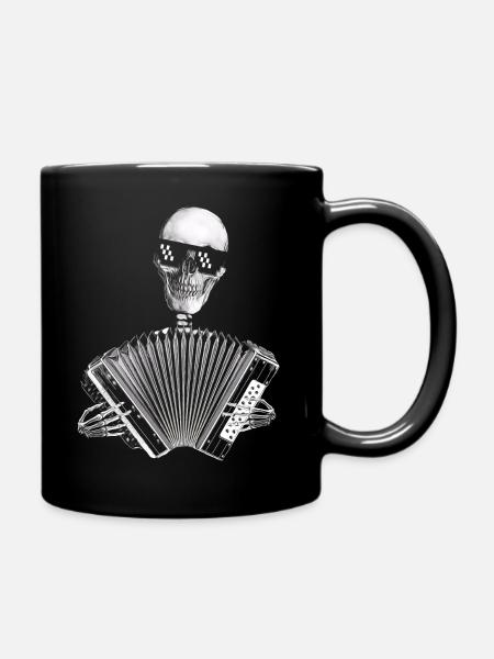 Skull with accordion - Full Colour Mug - black